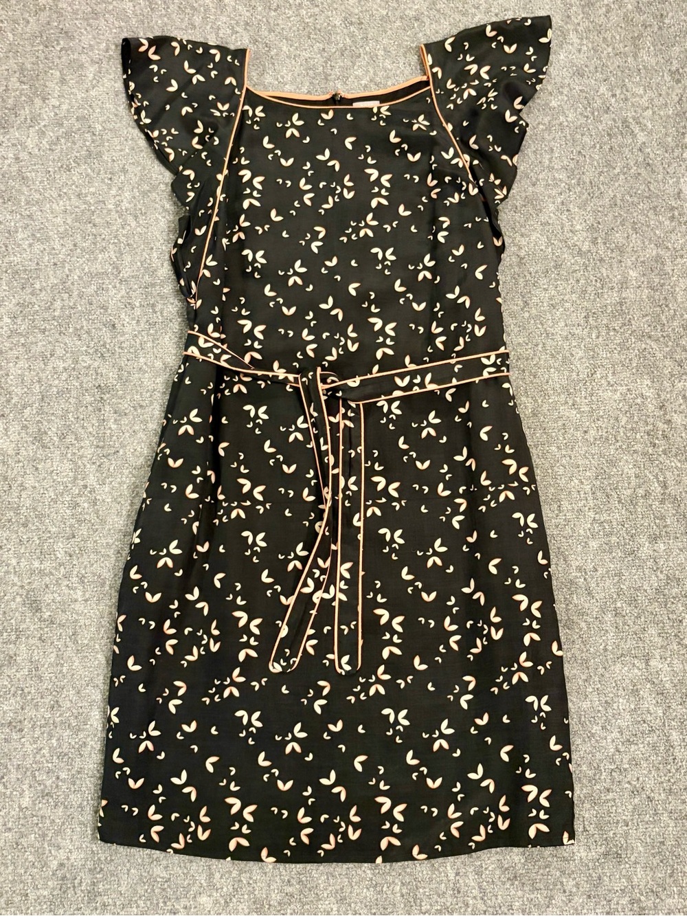 Hoss Intropia Black Floral-Print Midi Dress with Contrast Piping